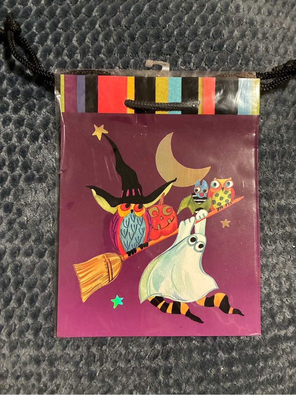 Papyrus Purple Halloween Tote Bag with Colorful Owl & Ghost Design